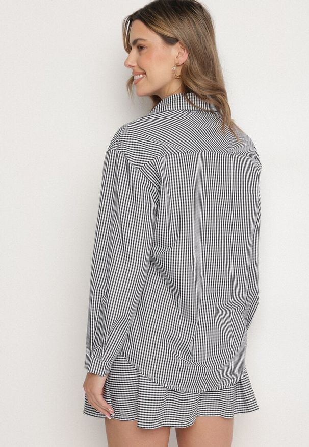 Born2be - Czarny Komplet Koszula i Rozkloszowana Spódnica Novarene. Kolor: czarny