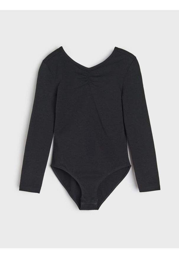Sinsay - Body z długimi rękawami - czarny. Kolor: czarny. Długość rękawa: długi rękaw. Długość: długie