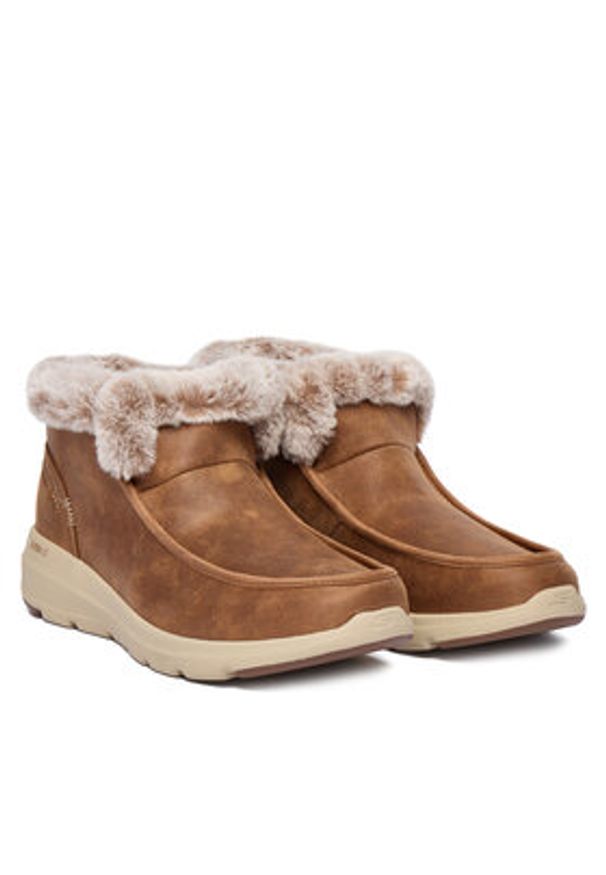 skechers - Skechers Botki Glacial Ultra 144221/CSNT Brązowy. Kolor: brązowy. Materiał: materiał