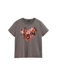 Desigual T-Shirt Tiger 26SWTK53 Szary Regular Fit. Kolor: szary. Materiał: bawełna #2
