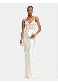 Elisabetta Franchi Sukienka wieczorowa AB-R53-62E2-V760 Kremowy Slim Fit. Kolor: kremowy. Materiał: syntetyk. Styl: wizytowy #3