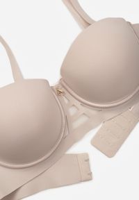 Born2be - Beżowy Gładki Biustonosz Balkonetka Dalilin. Kolor: beżowy. Wzór: gładki #5