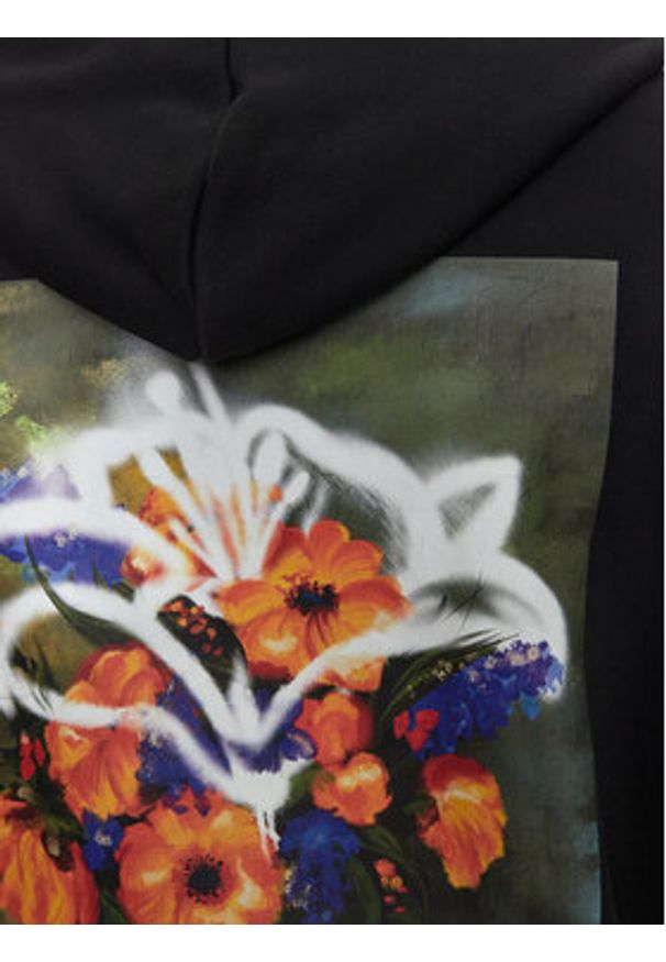 Hugo Bluza Diblossomy 50517408 Czarny Oversize. Kolor: czarny. Materiał: bawełna, syntetyk