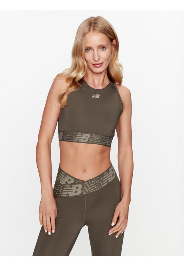 New Balance Biustonosz sportowy Relentless Crop Bra WB31175 Brązowy Regular Fit. Kolor: brązowy. Materiał: syntetyk