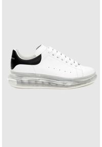 Alexander McQueen - ALEXANDER MCQUEEN Białe sneakersy męskie z przezroczystą podeszwą, Rozmiar 41. Kolor: biały. Materiał: skóra