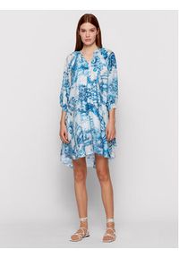 BOSS - Boss Sukienka letnia Difloru 50454550 Niebieski Oversize. Kolor: niebieski. Materiał: jedwab. Sezon: lato. Typ sukienki: oversize #6