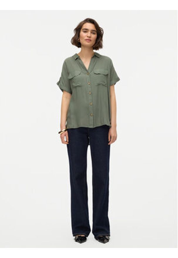 Vero Moda Koszula Bumpy 10310139 Zielony Regular Fit. Kolor: zielony. Materiał: wiskoza
