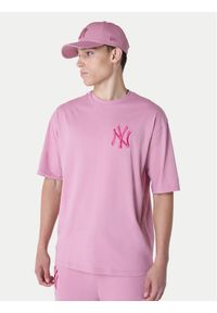 New Era T-Shirt New York Yankees MLB League Essential 60596181 Różowy Regular Fit. Kolor: różowy. Materiał: bawełna