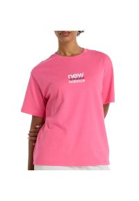 Koszulka damska New Balance WT51541DAB - różowa. Kolor: różowy. Materiał: bawełna, materiał. Długość rękawa: krótki rękaw. Długość: krótkie #1