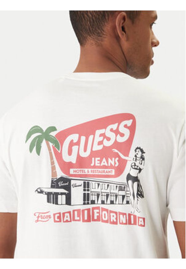 Guess Jeans T-Shirt M6GIC0 K8HM0 Biały Regular Fit. Kolor: biały. Materiał: bawełna