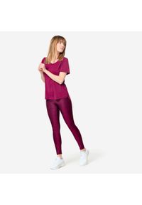 DOMYOS - Legginsy fitness damskie Domyos w szarą panterkę. Kolor: szary. Materiał: materiał, elastan, poliester. Wzór: motyw zwierzęcy. Sport: fitness