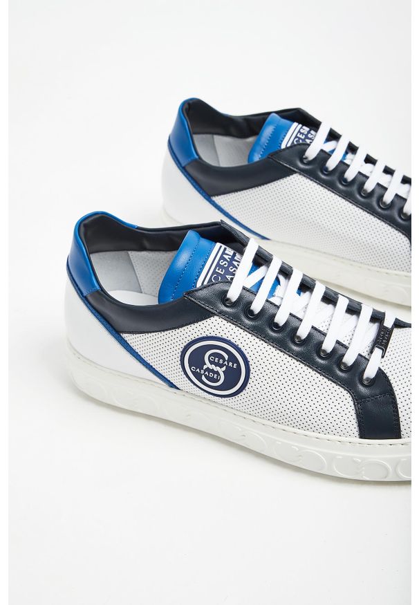 Sneakersy męskie skórzane CESARE CASADEI. Nosek buta: okrągły. Materiał: skóra. Wzór: aplikacja