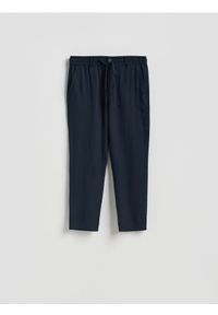 Reserved - Spodnie z lyocellu - granatowy. Kolor: niebieski #1