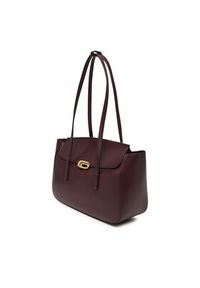 Calvin Klein Torebka Hardware Flap Tote Bag LV04F3145G Bordowy. Kolor: czerwony. Materiał: skórzane