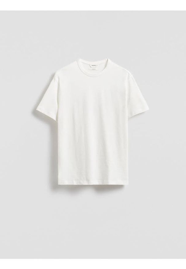 Reserved - T-shirt comfort fit - złamana biel. Materiał: bawełna, dzianina