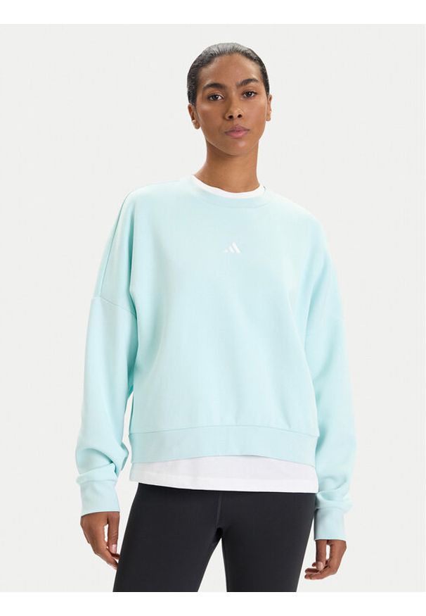 Adidas - adidas Bluza Essentials Small Logo Feelcozy JV7300 Zielony Loose Fit. Kolor: zielony. Materiał: bawełna, syntetyk