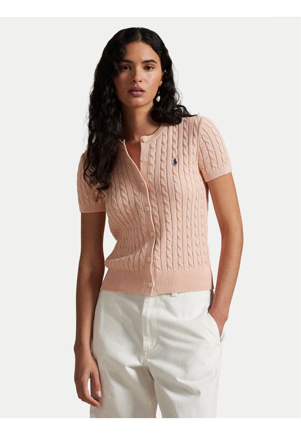 Polo Ralph Lauren Kardigan 211965760001 Pomarańczowy Slim Fit. Typ kołnierza: polo. Kolor: pomarańczowy. Materiał: bawełna