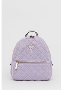 Guess plecak damski kolor fioletowy mały gładki. Kolor: fioletowy. Wzór: gładki