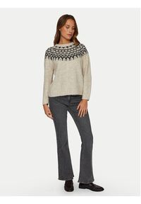 Vila Sweter Ejla 14098853 Beżowy Regular Fit. Kolor: beżowy. Materiał: syntetyk #7