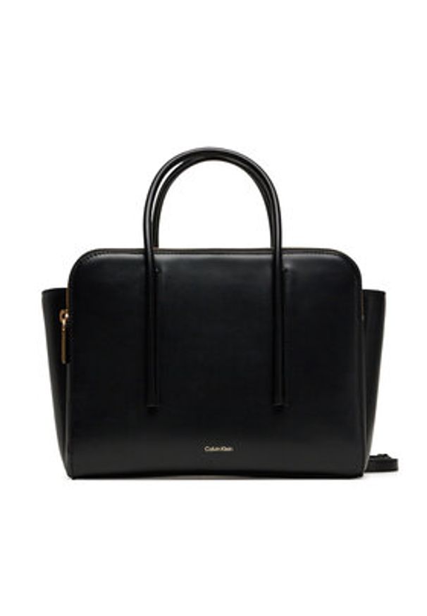 Calvin Klein Torebka Carryall Mini Leather Tote Bag LV04F3034G Czarny. Kolor: czarny. Materiał: skórzane