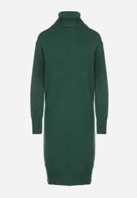 Born2be - Zielona Dzianinowa Sukienka z Bawełną o Prostym Kroju z Golfem Tesala. Okazja: do pracy, na spotkanie biznesowe. Typ kołnierza: golf. Kolor: zielony. Materiał: bawełna, dzianina. Wzór: jednolity. Typ sukienki: proste. Styl: biznesowy, klasyczny #7
