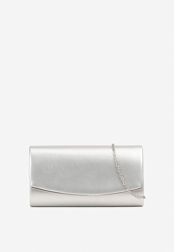 Renee - Srebrna Elegancka Torebka Kopertówka z Dodatkowym Łańcuszkiem Istevia. Kolor: srebrny. Styl: elegancki. Rodzaj torebki: na ramię