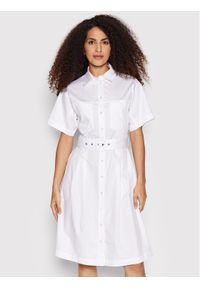 Guess Sukienka koszulowa Selene W2GK84 WDXM0 Biały Regular Fit. Kolor: biały. Materiał: bawełna. Typ sukienki: koszulowe