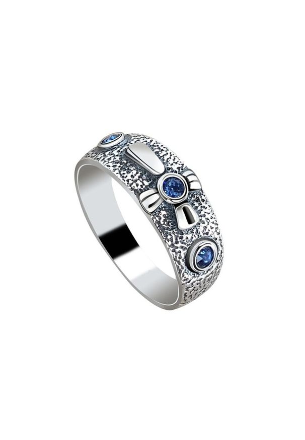 Polcarat Design - Srebrny pierścionek obrączka z kryształami Swarovskiego PK 428. Materiał: srebrne. Kolor: srebrny. Wzór: aplikacja. Kamień szlachetny: kryształ
