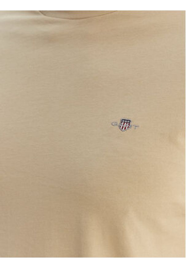 GANT - Gant T-Shirt Shield 2003185 Beżowy Slim Fit. Kolor: beżowy. Materiał: bawełna