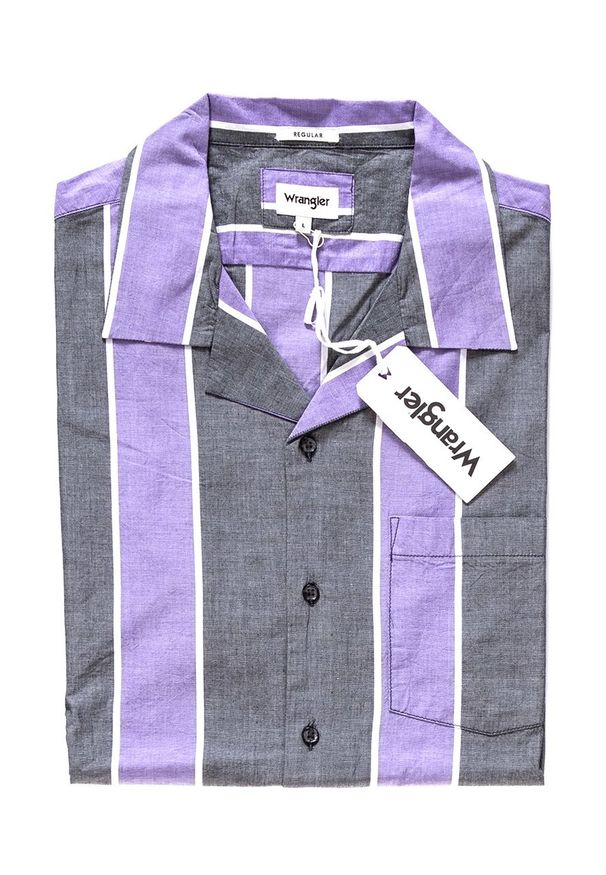 Wrangler - KOSZULA WRANGLER SS RESORT SHIRT TROPICAL PURPLE W59076SW3 112129663. Materiał: materiał