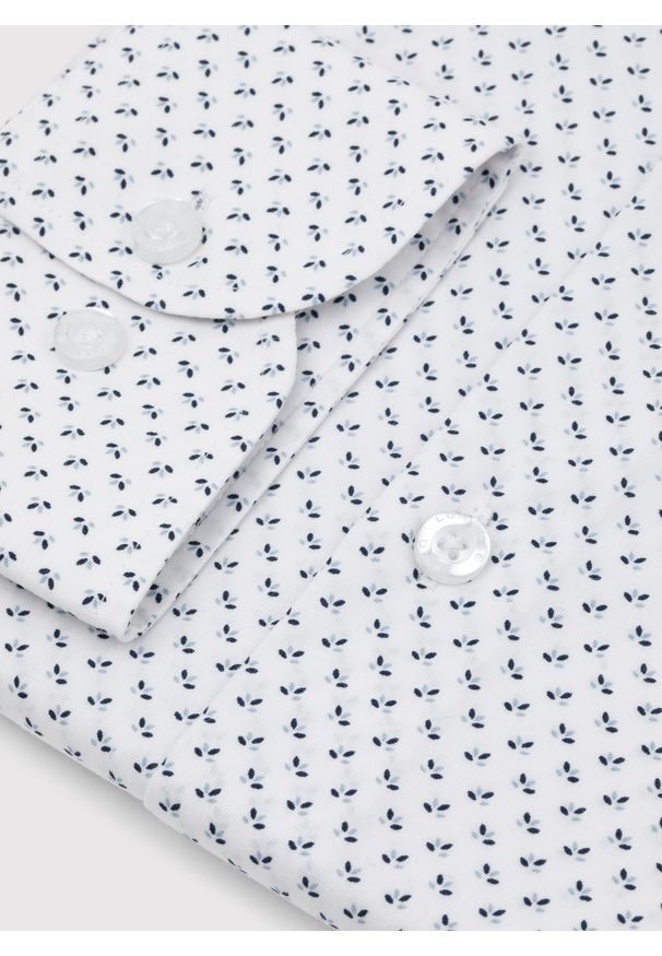 Pako Lorente - PAKO LORENTE – Biała koszula męska w mikrowzór. Kolor: biały. Materiał: bawełna, elastan. Długość rękawa: długi rękaw. Długość: długie. Sezon: wiosna, lato