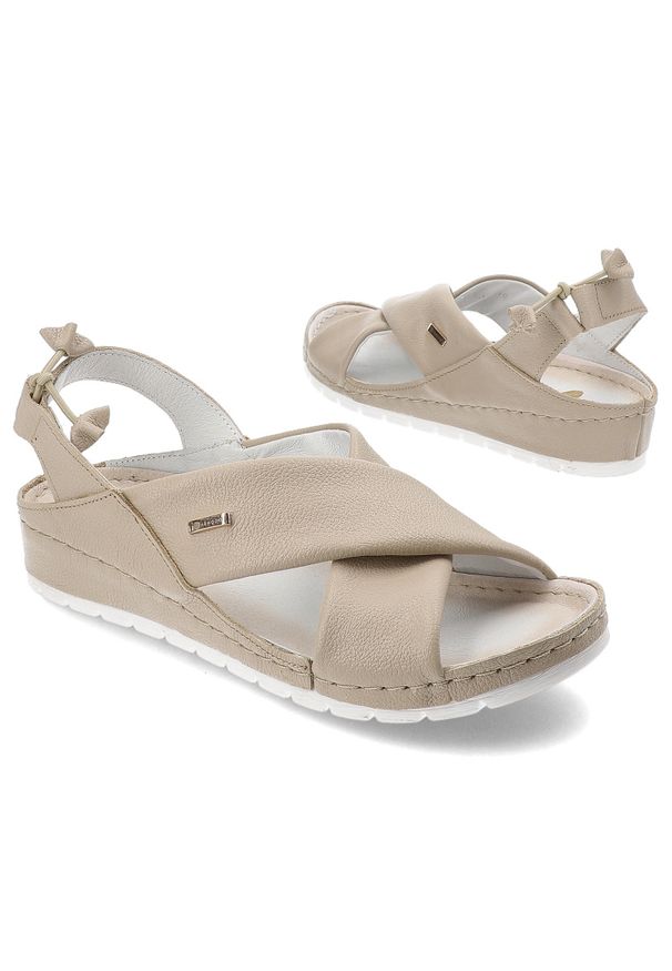 Beżowe Sandały Armodo Wygodne Obuwie Damskie. Okazja: na co dzień. Zapięcie: pasek. Kolor: beżowy. Materiał: skóra. Sezon: lato. Styl: casual