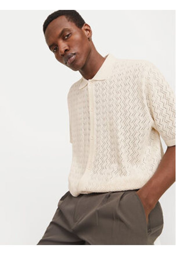 Jack & Jones - Jack&Jones Koszula Tyler 12272863 Écru Loose Fit. Materiał: bawełna