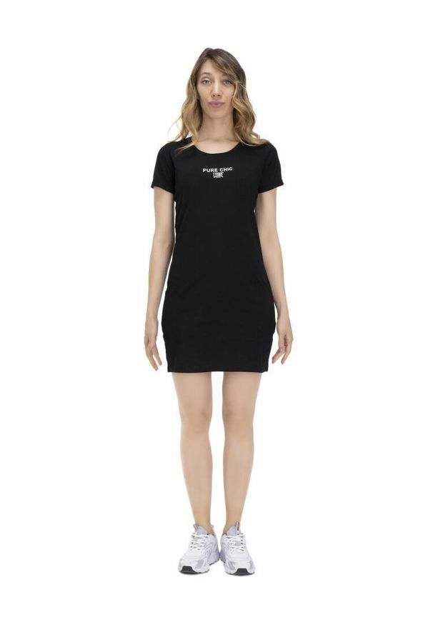 LEONE 1947 APPAREL - Damski T-shirt maxi w odcieniach ziemi. Kolor: czarny. Materiał: tkanina. Sport: fitness