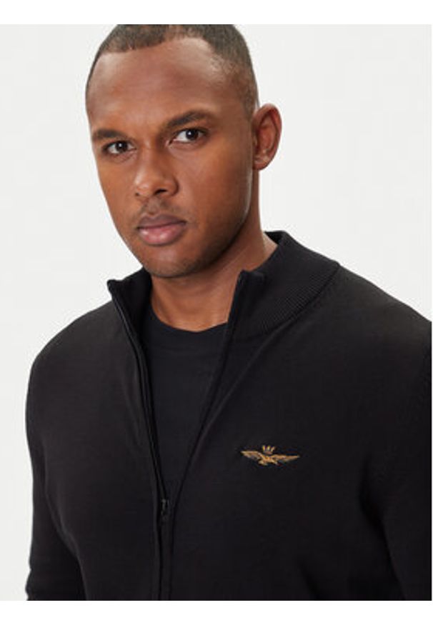 Aeronautica Militare Kardigan 252MA1580UL00506 Czarny Regular Fit. Kolor: czarny. Materiał: bawełna