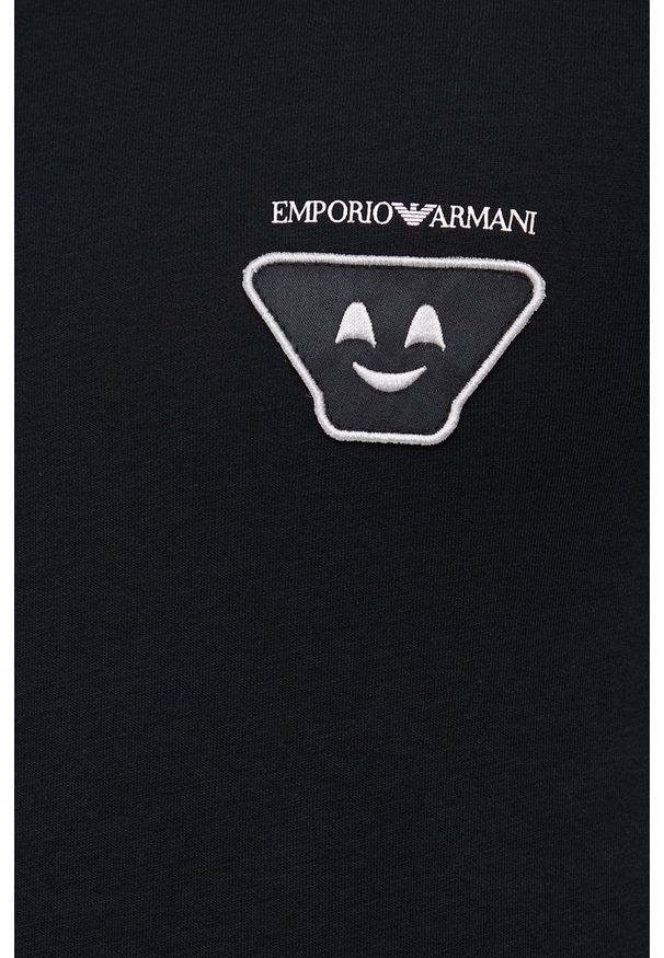 Emporio Armani Underwear Piżama męska kolor czarny z aplikacją. Kolor: czarny. Materiał: dzianina. Wzór: aplikacja