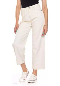 Lee - LEE 5 POCKET WIDE LEG DAMSKIE SPODNIE SZTRUKSOWE OFF WHITE L30SDC26. Materiał: sztruks