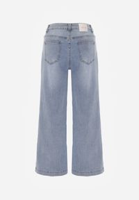 Born2be - Niebieskie Jeansy Szerokie z Wysokim Stanem z Ozdobnymi Kieszonkami Phinis. Okazja: na co dzień. Stan: podwyższony. Kolor: niebieski. Styl: casual, elegancki #3