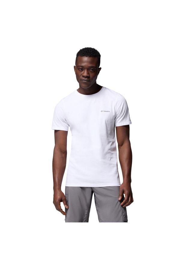 columbia - T-shirt sportowy z krótkim rękawem męski Rapid Ridge Back Graphic Tee II. Kolor: biały. Materiał: bawełna, poliester. Długość rękawa: krótki rękaw. Długość: krótkie. Sport: turystyka piesza