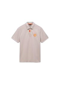 Polo Napapijri E-Clanis SS. Typ kołnierza: polo. Kolor: beżowy. Styl: elegancki #1
