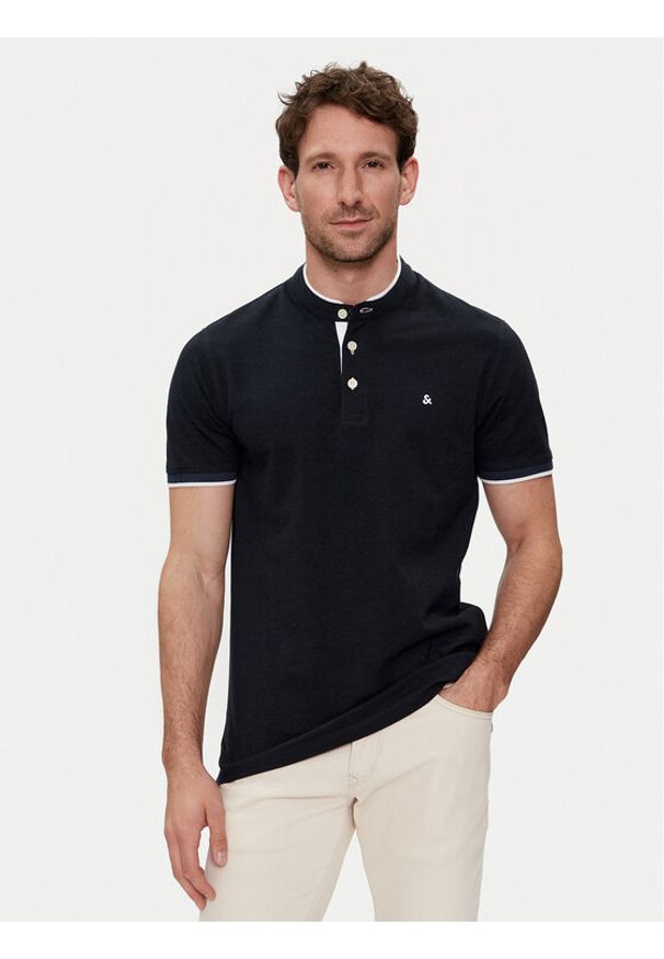 Jack & Jones - Jack&Jones Polo Paulos 12199711 Granatowy Slim Fit. Typ kołnierza: polo. Kolor: niebieski. Materiał: bawełna