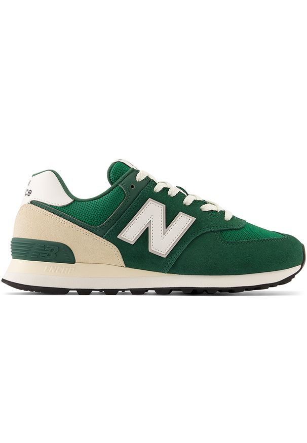 Buty unisex New Balance U574MU2 – zielone. Okazja: na co dzień. Kolor: zielony. Materiał: skóra, zamsz, syntetyk, guma, materiał. Szerokość cholewki: normalna. Model: New Balance 574