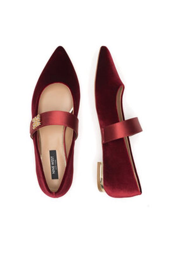 Nine West Baleriny 8168-1 Bordowy. Kolor: czerwony. Materiał: materiał