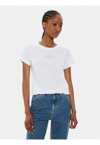 Calvin Klein Jeans T-Shirt Faded Monologo J20J223625 Biały Slim Fit. Kolor: biały. Materiał: bawełna
