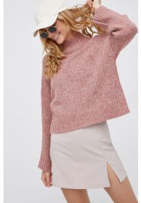 only - Only Sweter damski kolor różowy. Okazja: na co dzień. Kolor: różowy. Materiał: dzianina. Długość rękawa: długi rękaw. Długość: długie. Styl: casual #1