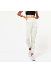 DOMYOS - Legginsy fitness damskie Domyos 520. Kolor: fioletowy. Materiał: bawełna, elastan, poliester, materiał. Sport: fitness