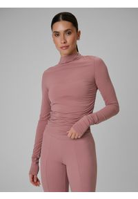 4f - 4F Longsleeve treningowy slim szybkoschnący damski - różowa S. Typ kołnierza: kołnierzyk stójkowy. Kolor: różowy. Długość rękawa: długi rękaw. Sport: fitness #1