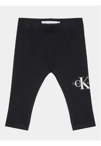 Calvin Klein Jeans Legginsy Monogram IN0IN00081 Czarny Slim Fit. Kolor: czarny. Materiał: bawełna