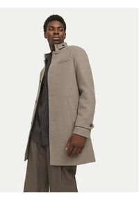 Jack & Jones Płaszcz wełniany Melton 12258672 Beżowy Regular Fit. Kolor: beżowy. Materiał: syntetyk, wełna #3