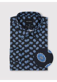 Pako Lorente - PAKO LORENTE – Granatowa koszula w kwiaty. Kolor: czarny, niebieski. Materiał: elastan, bawełna. Długość rękawa: długi rękaw. Długość: długie. Wzór: kwiaty #10
